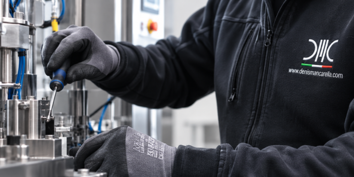 Tecnico DMC durante la manutenzione di una macchina industriale